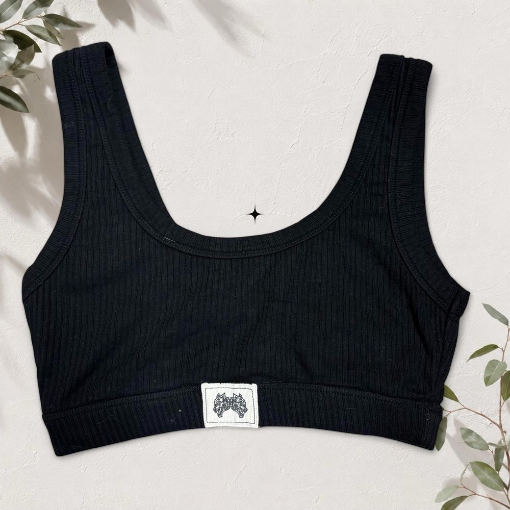 Darc Sport SHE Black Ribbed Bra Top Grunge Y2K Streetwear Small Limited Edition